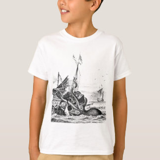 Kraken Eatting en seglingfrakt Tee Shirt