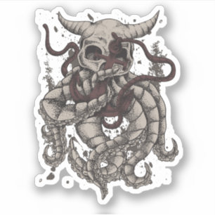 Kraken Evil Horned Skull Octopus Tentacles Anchor Klistermärken