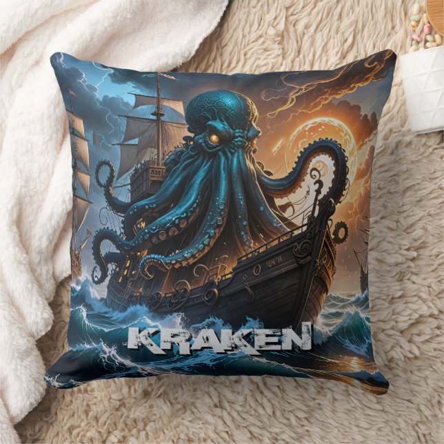 Kraken Giant Squid Octopus som Monster Creature Kudde (Filt)