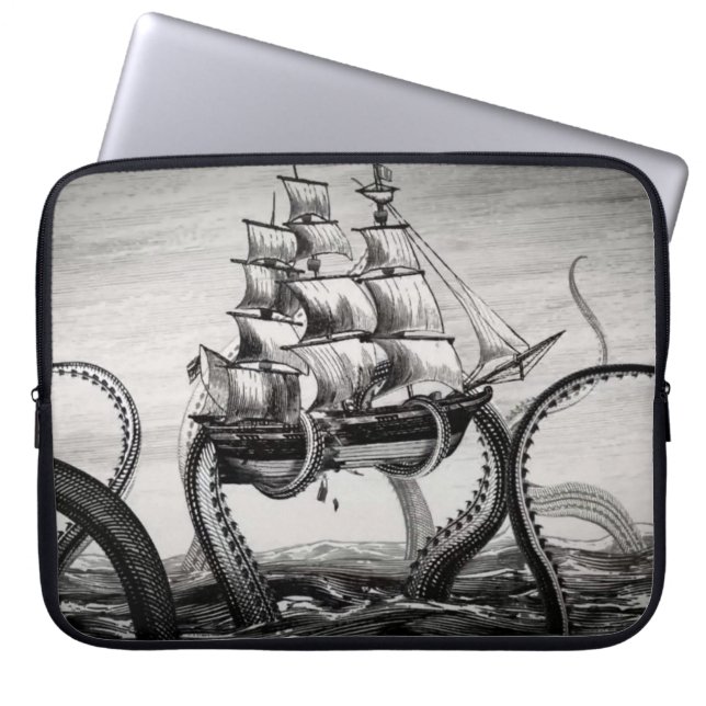 Kraken innehav upp en pirat/en seglingfrakt 15" laptop sleeve (Framsidan)