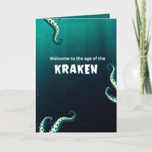 Kraken och Cracking Birthday Card Inbjudan