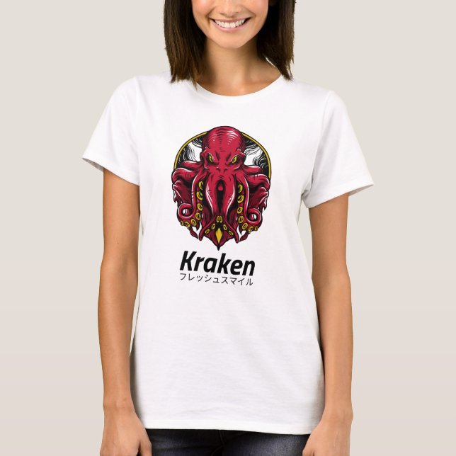 Kraken Octopus Mythologi T Shirt (Framsida)