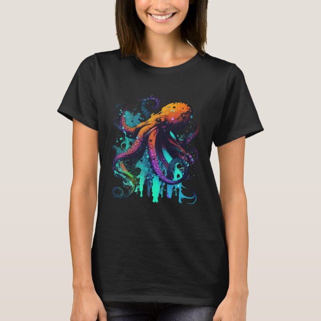 Kraken Octopus Sailing Ocean T Shirt (Framsida)