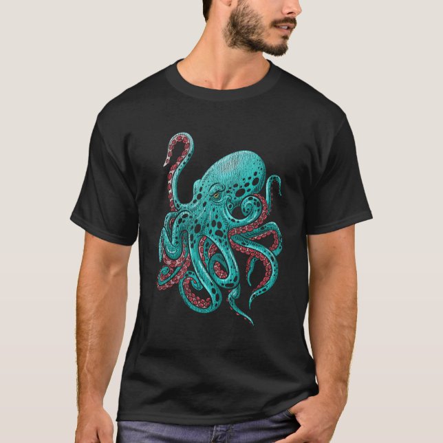 Kraken Octopus T Shirt (Framsida)