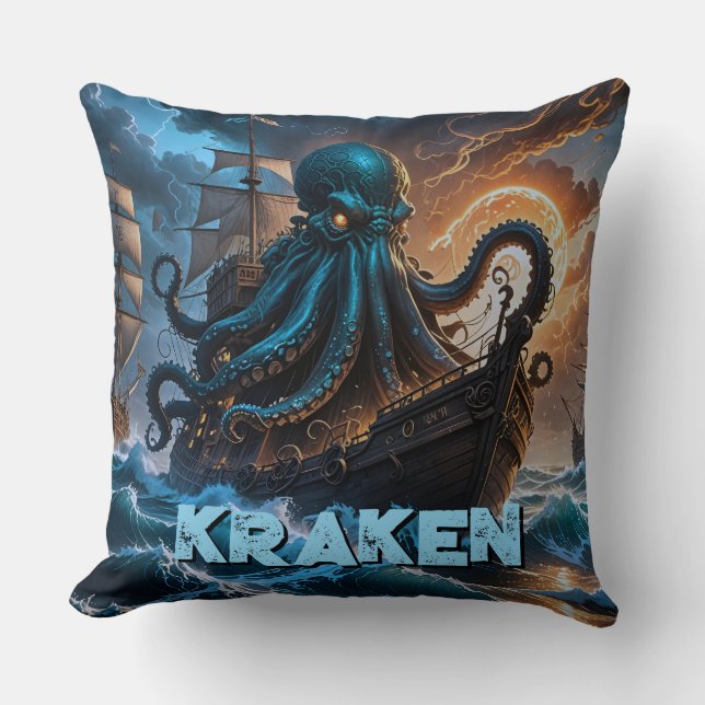 Kraken Sjömonster Kudde (Framsida)