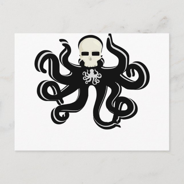 KRAKEN SKULL TATTOO ART PRINT VYKORT (Framsida)