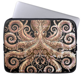 Kraken Steampunk Bläckfisk Ornamenterad Guld och S Laptop Fodral