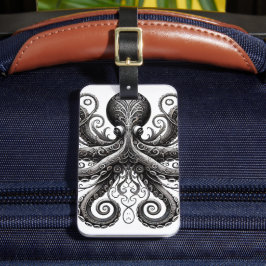 Kraken Steampunk Bläckfisk Ornamenterad Svart Bagagebricka