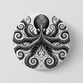Kraken Steampunk Octopus Ornate Black Knapp