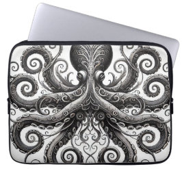 Kraken Steampunk Octopus Ornate Black Laptop Fodral