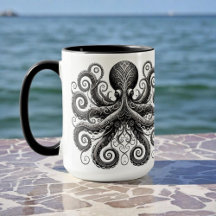 Kraken Steampunk Octopus Ornate Black