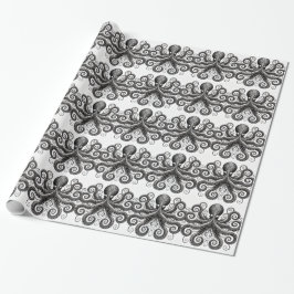 Kraken Steampunk Octopus Ornate Black Presentpapper