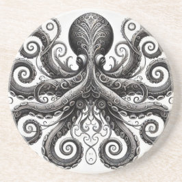 Kraken Steampunk Octopus Ornate Black Underlägg