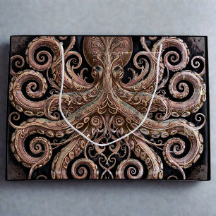 Kraken Steampunk Octopus Ornate Guld och Black