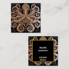 Kraken Steampunk Octopus Ornate Guld och Black Fyrkantigt Visitkort