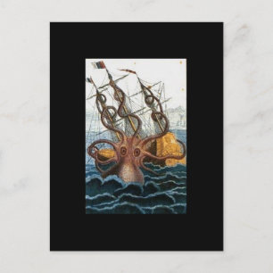 Kraken Steampunk Octopus Vintage Vykort