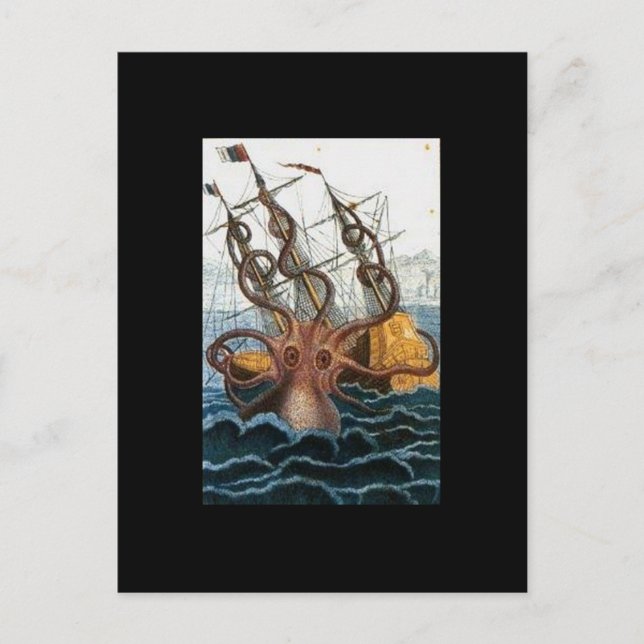Kraken Steampunk Octopus Vintage Vykort (Framsida)