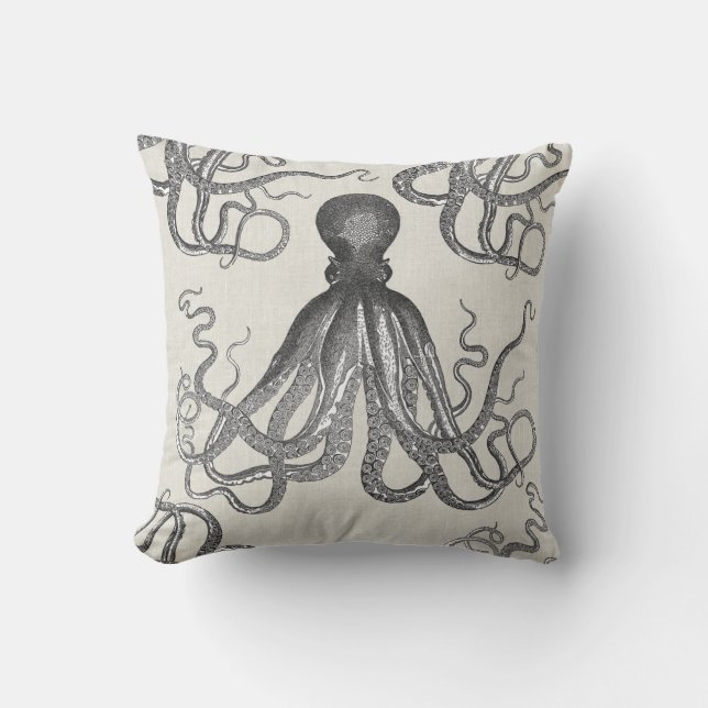 Kraken - svart jätte- bläckfisk/Cthulhu Kudde (Framsida)