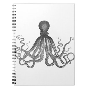 Kraken - svart jätte- bläckfisk/Cthulu Anteckningsbok Med Spiral