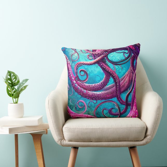 Kraken Tentacles Rosa Octopus Kudde (Stol)