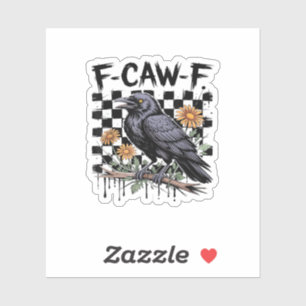 Kråkfloral, F-Caw-F Rolig Fågel FCAWF Moon Gothic Klistermärken