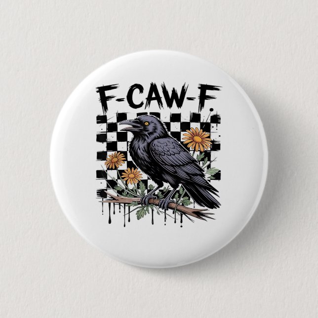 Kråkfloral, F-Caw-F Rolig Fågel FCAWF Moon Gothic Knapp (Framsida)