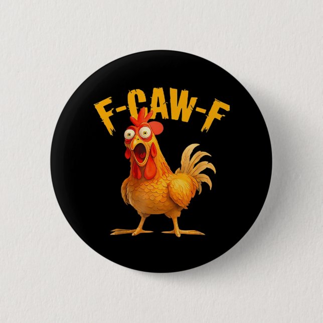 Kråkhumor F-Caw-F Gotisk Rolig Retro Cool Knapp (Framsida)