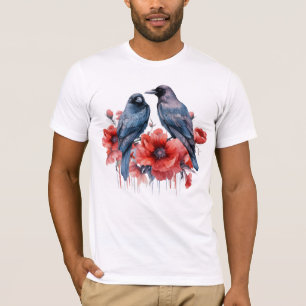 Kråkor Bird Kråka Älskare Flower T Shirt