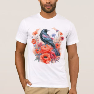 Kråkor Bird Kråka Älskare Flower T Shirt