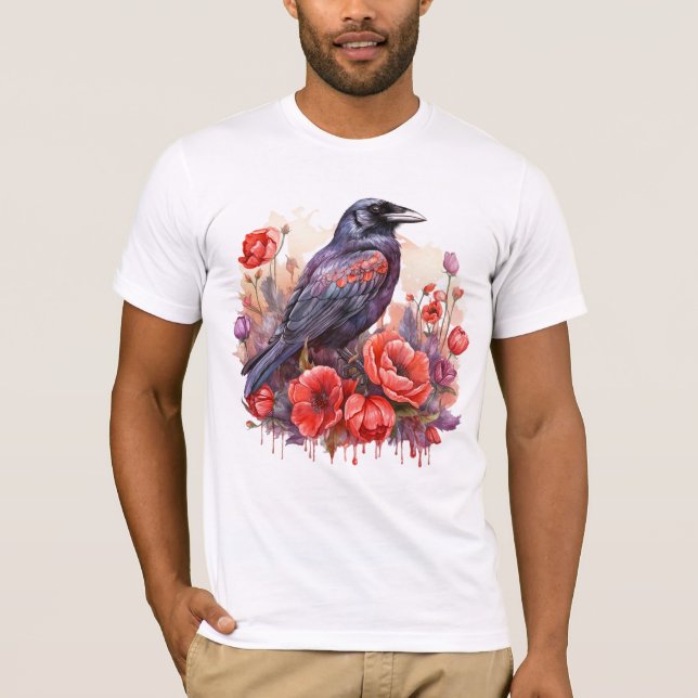 Kråkor Bird Kråka Älskare Flower T Shirt (Framsida)