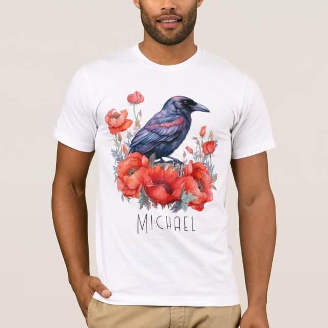 Kråkor Bird Kråka Älskare Flower T Shirt (Framsida)