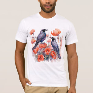 Kråkor Bird Kråka Älskare Flower T Shirt