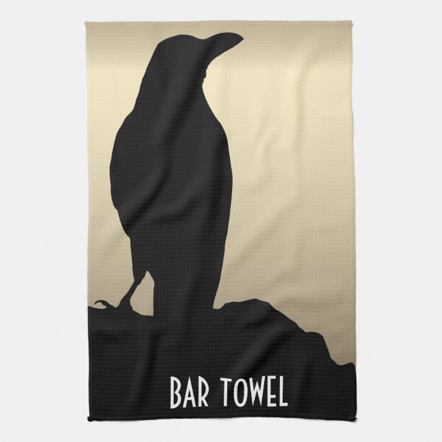 Kråkor, Black Bird Raven Pub Towel Guld Kökshandduk (Vertikal)