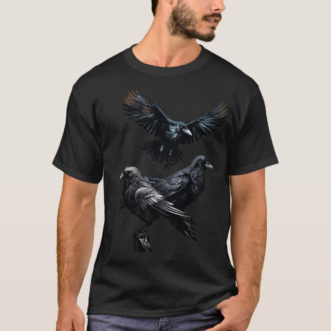 Kråkor Corvid Bird Logotyp T Shirt (Framsida)