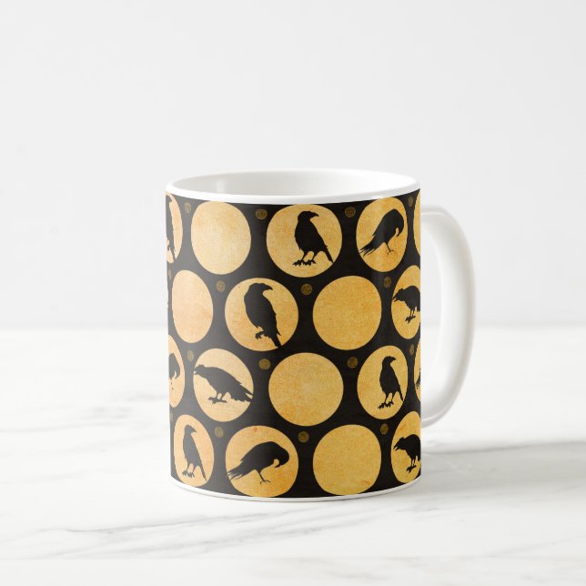 Kråkor för fullmånsraderas för Black & Gult Hallow Kaffemugg (Framsida höger)