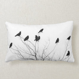 Kråkor för svartvit Abstrakt Lumbarkudde