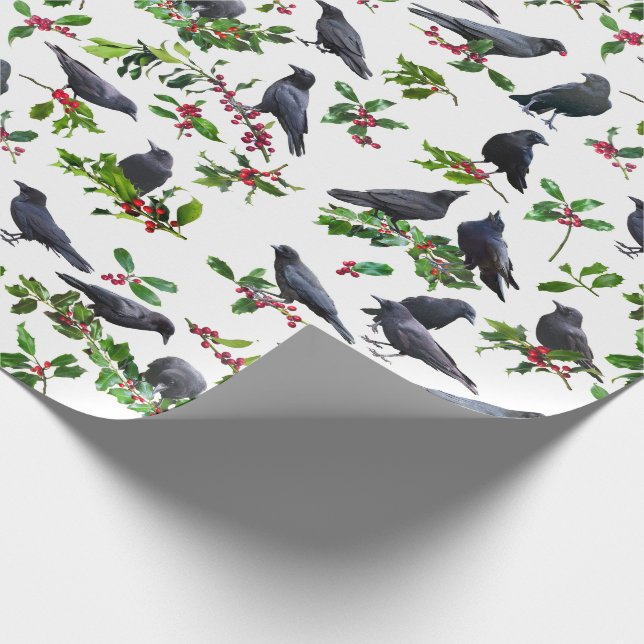 Kråkor Holly Wrapping Papper Presentpapper (Hörn)