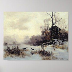 Kråkor i en vinter landskap, 1907 poster