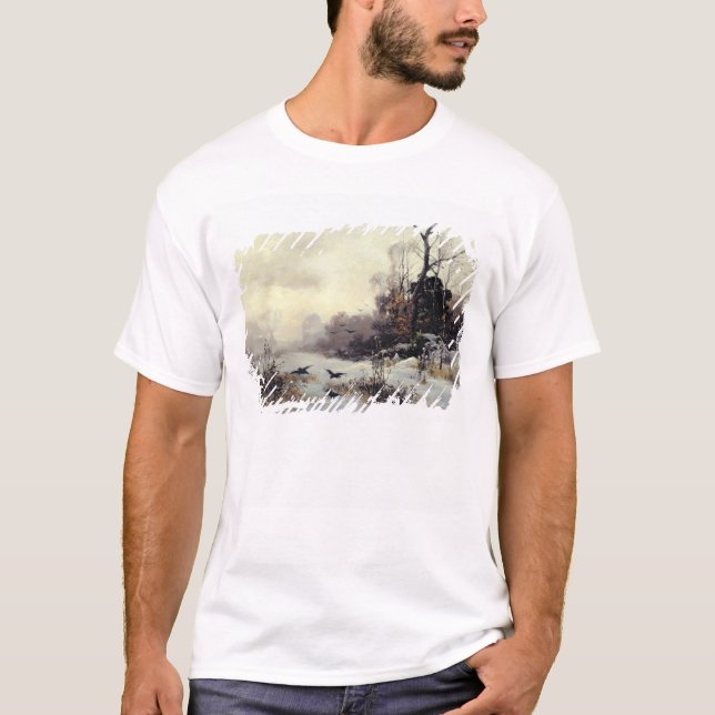 Kråkor i en vinter landskap, 1907 t-shirt (Framsida)