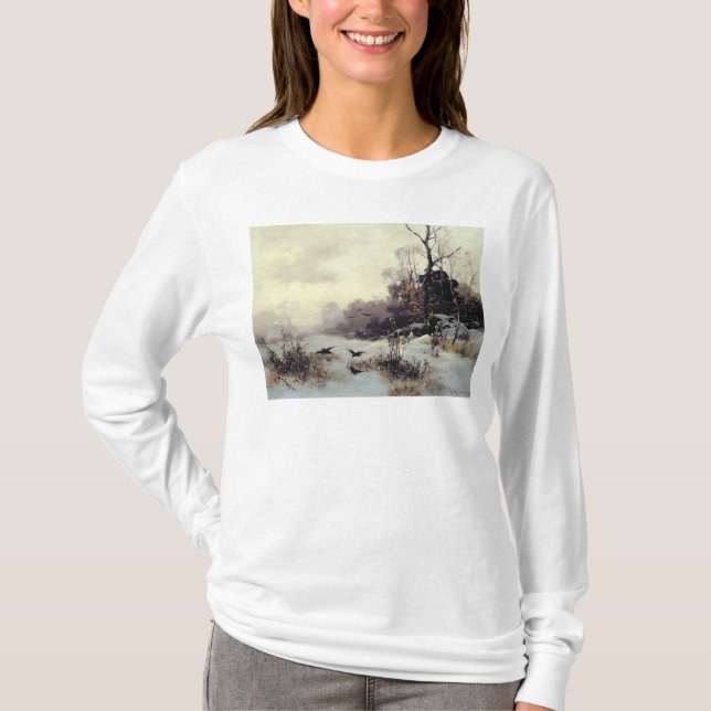 Kråkor i en vinter landskap, 1907 tee shirt (Framsida)