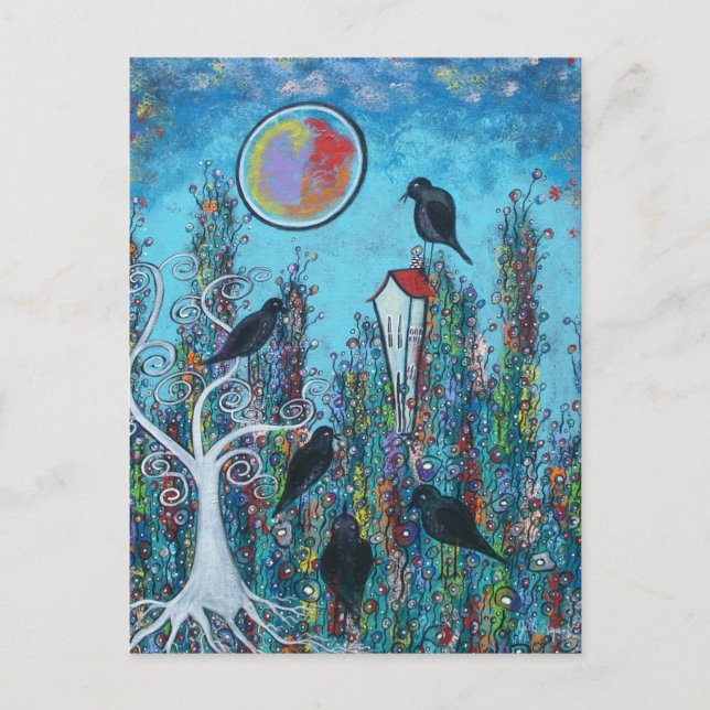 Kråkor i väntevykort vykort (Framsida)