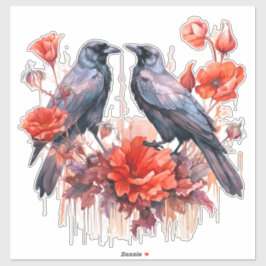 Kråkor med vallmodekal klistermärken