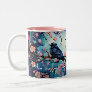 Kråkor och Blommarna för körsbär i Mugg