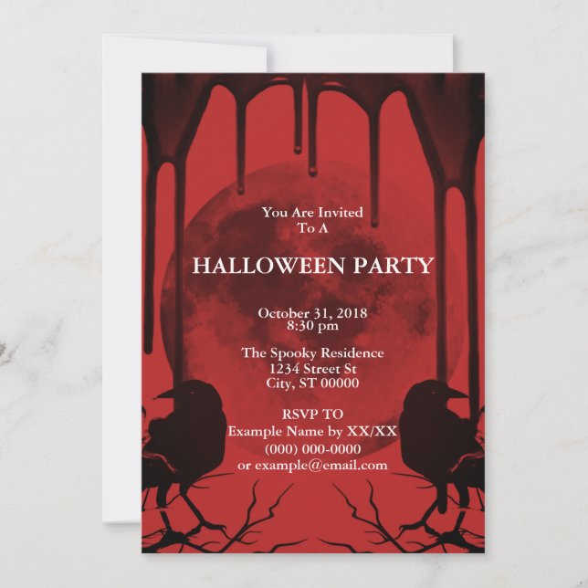 Kråkor och fullmåne inbjudningar (Framsida)