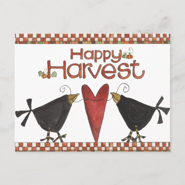 Kråkor och hjärta vykort (Framsida)