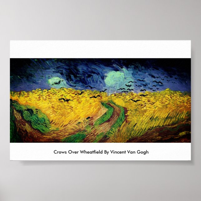 Kråkor över Wheatfield av Vincent Van Gogh Poster (Framsidan)