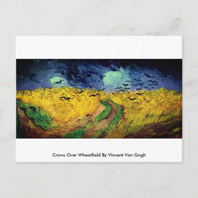 Kråkor över Wheatfield av Vincent Van Gogh-vykort Vykort (Framsida)