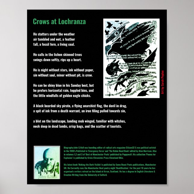 Kråkor på Lochranza dikt/John G.Hall Poster (Framsidan)