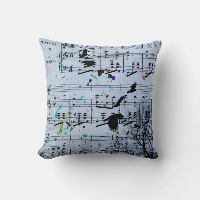 Kråkor Sök musik Kudde (Framsida)