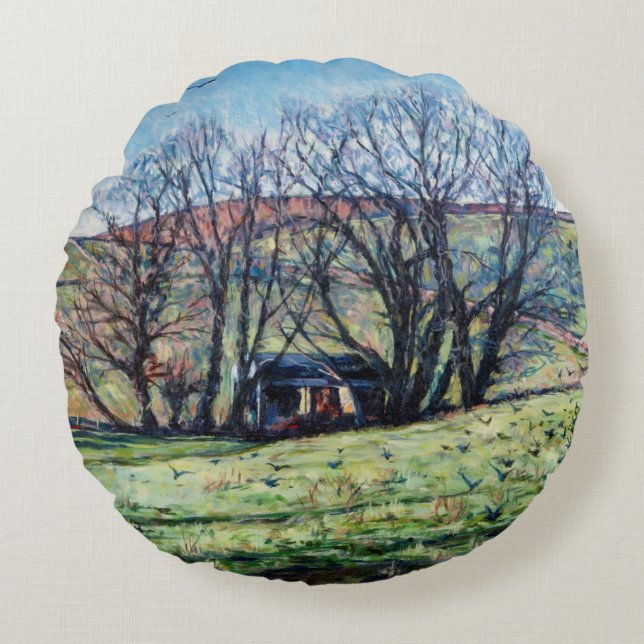 Kråkor stigning 2009 rund kudde (Framsidan)